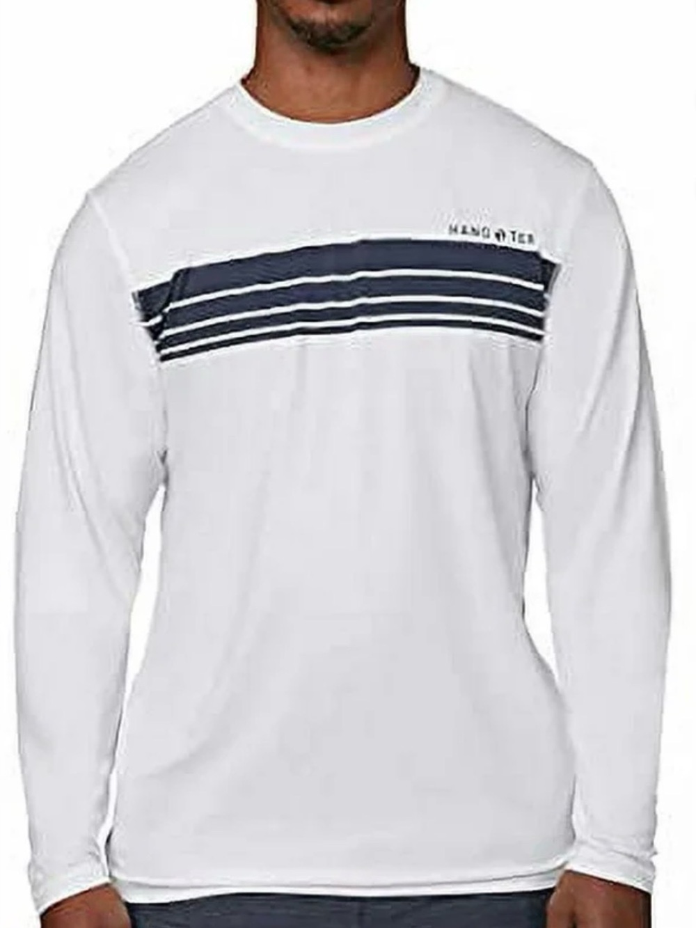 Hang Ten Men’s Large White Long-Sleeve SPF 50 Crewneck Sun Tee | P2P 24”